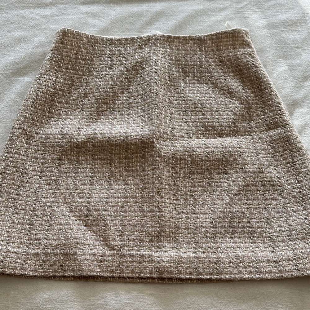 SOLD Babaton Tweed Mini Skirt in Beige and White